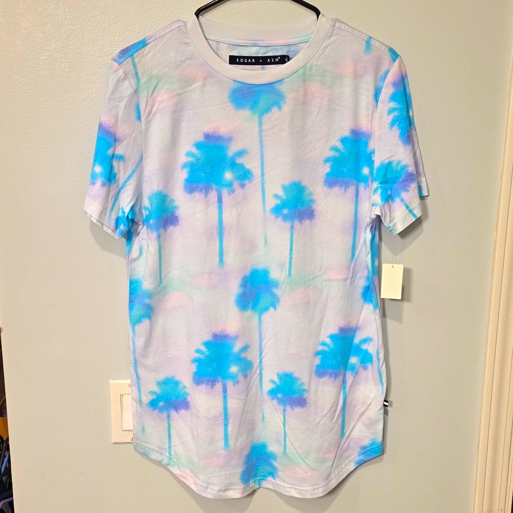 Edgar + Ash Men's Cotton Palm Tree Graphic Crew Neck Tee Short Sleeve S #396